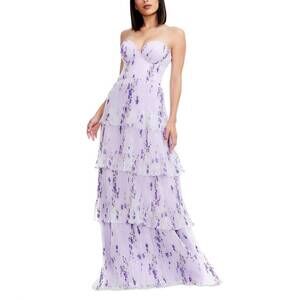 NEW DRESS THE POPULATION layana ruffle strapless gown in wisteria floral